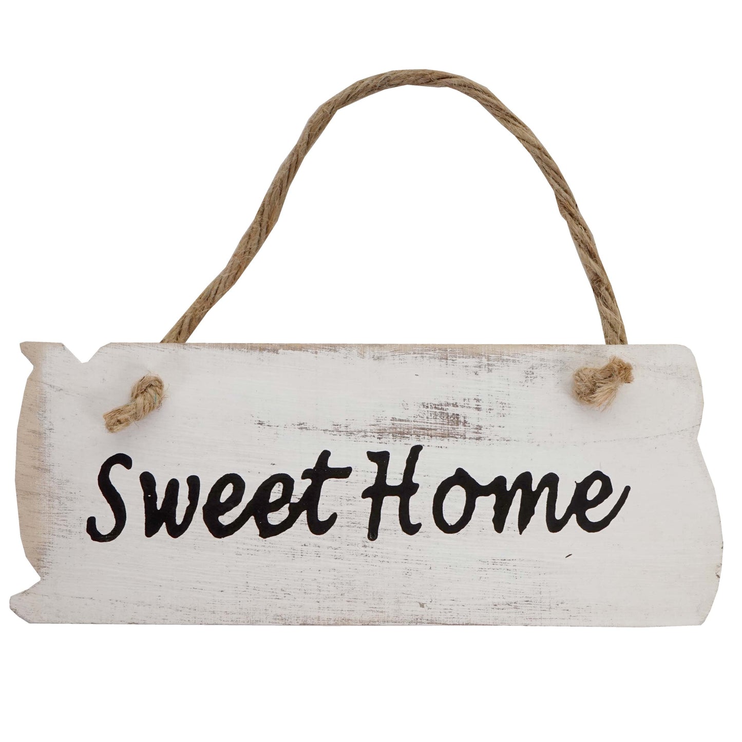 Wandbord Sweet Home, decoratief houten bord, shabby look 10x25x1cm ~ wit