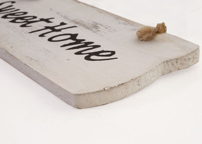 Wandbord Sweet Home, decoratief houten bord, shabby look 10x25x1cm ~ wit