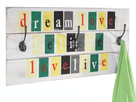 Wandkapstok Love-Life, kapstok paneel, shabby-look vintage met 3 haken 30x60cm