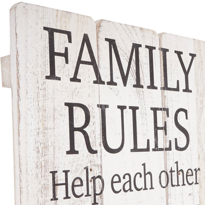 Wandbord Familie regels, houten bord decoratief bord, shabby-look vintage 76x31cm