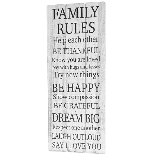 Wandbord Familie regels, houten bord decoratief bord, shabby-look vintage 76x31cm
