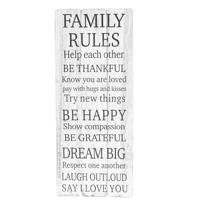 Wandbord Familie regels, houten bord decoratief bord, shabby-look vintage 76x31cm