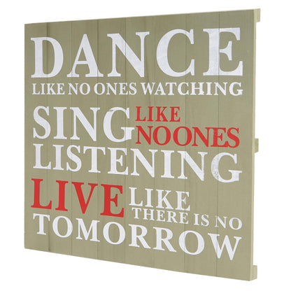 Wandbord Dance, decoratief houten bord, shabby-look vintage 60x60cm ~ groen
