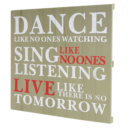 Wandbord Dance, decoratief houten bord, shabby-look vintage 60x60cm ~ groen