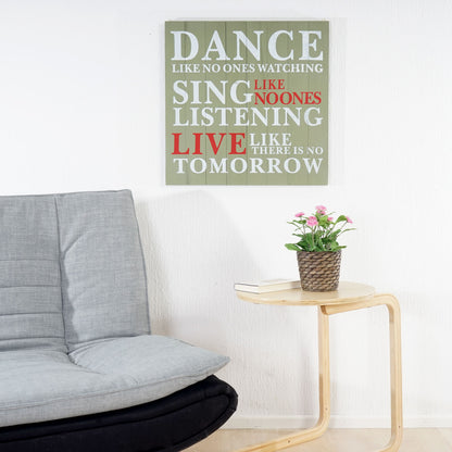 Wandbord Dance, decoratief houten bord, shabby-look vintage 60x60cm ~ groen