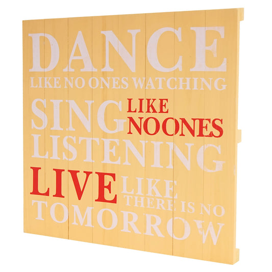 Wandbord Dance, decoratief houten bord, shabby-look vintage 60x60cm ~ geel