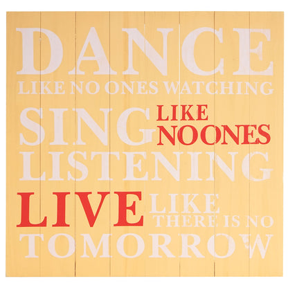 Wandbord Dance, decoratief houten bord, shabby-look vintage 60x60cm ~ geel
