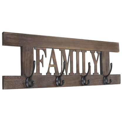 Wandkapstok MCW-C60 Familie, kapstok, kapstokpaneel, shabby look vintage 60x21cm ~ bruin, shabby