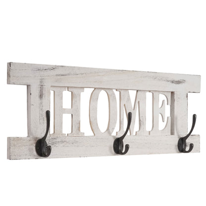 Wandkapstok MCW-C60 Home, kapstok, kapstokpaneel, shabby look vintage 55x21cm ~ wit, shabby
