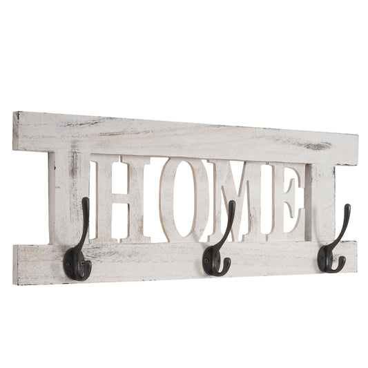 Wandkapstok MCW-C60 Home, kapstok, kapstokpaneel, shabby look vintage 55x21cm ~ wit, shabby