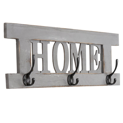 Wandkapstok MCW-C60 Home, kapstok, kapstokpaneel, shabby look vintage 55x21cm ~ grijs, shabby