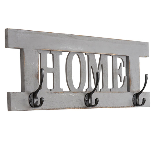 Wandkapstok MCW-C60 Home, kapstok, kapstokpaneel, shabby look vintage 55x21cm ~ grijs, shabby