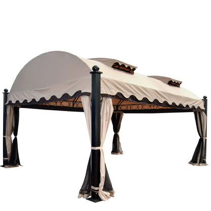 Pergola Daroca, tuinpaviljoen, 10cm luxe aluminium frame met zijwand + muggengaas 4,5x3,5m