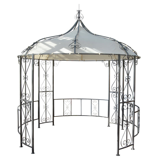 Pergola Almeria, rond tuinpaviljoen, stevig stalen frame Ø 3m ~ crème