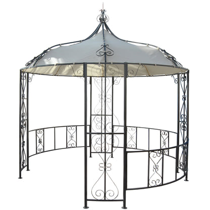 Pergola Almeria, rond tuinpaviljoen, stevig stalen frame Ø 3m ~ crème