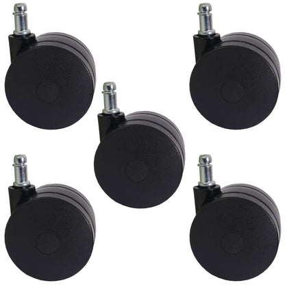 Set van 5 universele wielen T533, bureaustoelwielen, 150 kg draagvermogen, zware uitvoering Ø 11mm