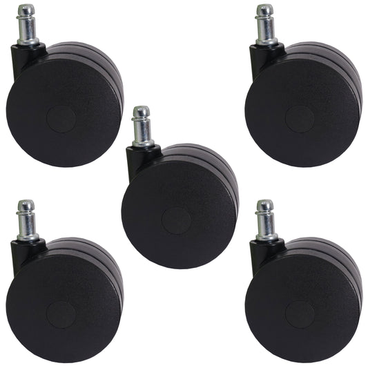 Set van 5 universele wielen T533, bureaustoelwielen, 150 kg draagvermogen, zware uitvoering Ø 11mm