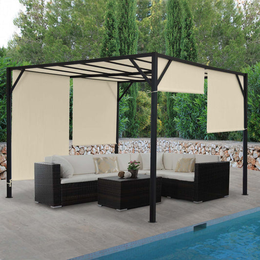 Pergola Baia, tuinpaviljoen terrasoverkapping, stevig 6cm stalen frame + schuifdak ~ 4x3m