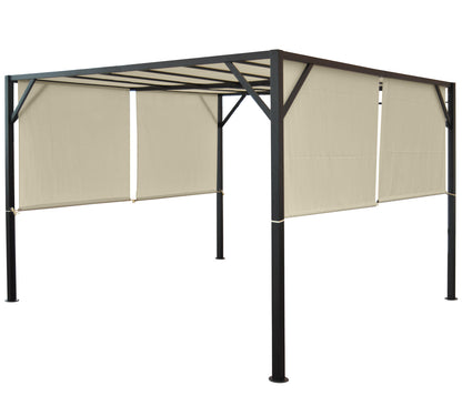 Pergola Baia, tuinpaviljoen terrasoverkapping, stevig 6cm stalen frame + schuifdak ~ 3x3m