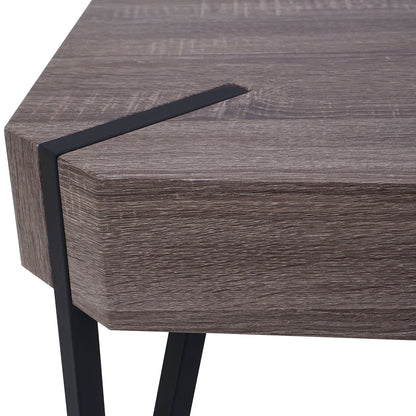 Kos T574 salontafel, bijzettafel, 52x50x50cm ~ Donker eiken, donker metalen poten MVG-gecertificeerd