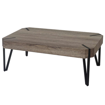 Kos T573 salontafel, woonkamertafel, 43x110x60cm MVG-gecertificeerd ~ wild eiken, donker metalen poten