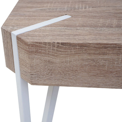 Kos T574 salontafel, bijzettafel, 52x50x50cm MVG-gecertificeerd ~ eiken, lichtgekleurde metalen poten