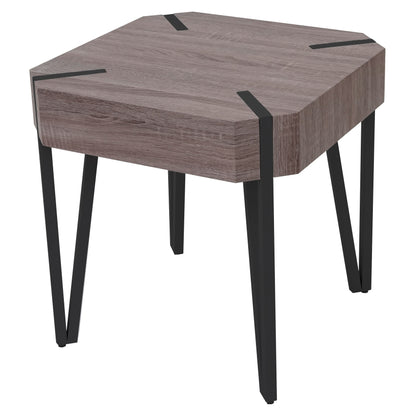 Kos T574 salontafel, bijzettafel, 52x50x50cm ~ Donker eiken, donker metalen poten MVG-gecertificeerd