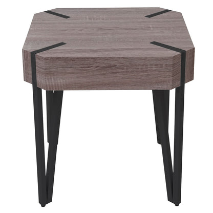 Kos T574 salontafel, bijzettafel, 52x50x50cm ~ Donker eiken, donker metalen poten MVG-gecertificeerd