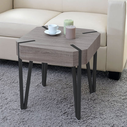 Kos T574 salontafel, bijzettafel, 52x50x50cm ~ Donker eiken, donker metalen poten MVG-gecertificeerd