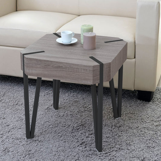 Kos T574 salontafel, bijzettafel, 52x50x50cm ~ Donker eiken, donker metalen poten MVG-gecertificeerd