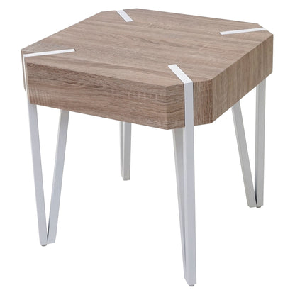 Kos T574 salontafel, bijzettafel, 52x50x50cm MVG-gecertificeerd ~ eiken, lichtgekleurde metalen poten