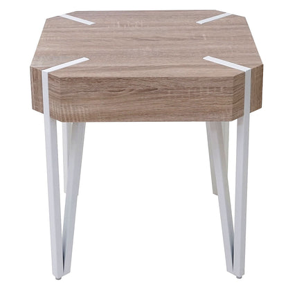 Kos T574 salontafel, bijzettafel, 52x50x50cm MVG-gecertificeerd ~ eiken, lichtgekleurde metalen poten