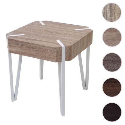 Kos T574 salontafel, bijzettafel, 52x50x50cm MVG-gecertificeerd ~ eiken, lichtgekleurde metalen poten