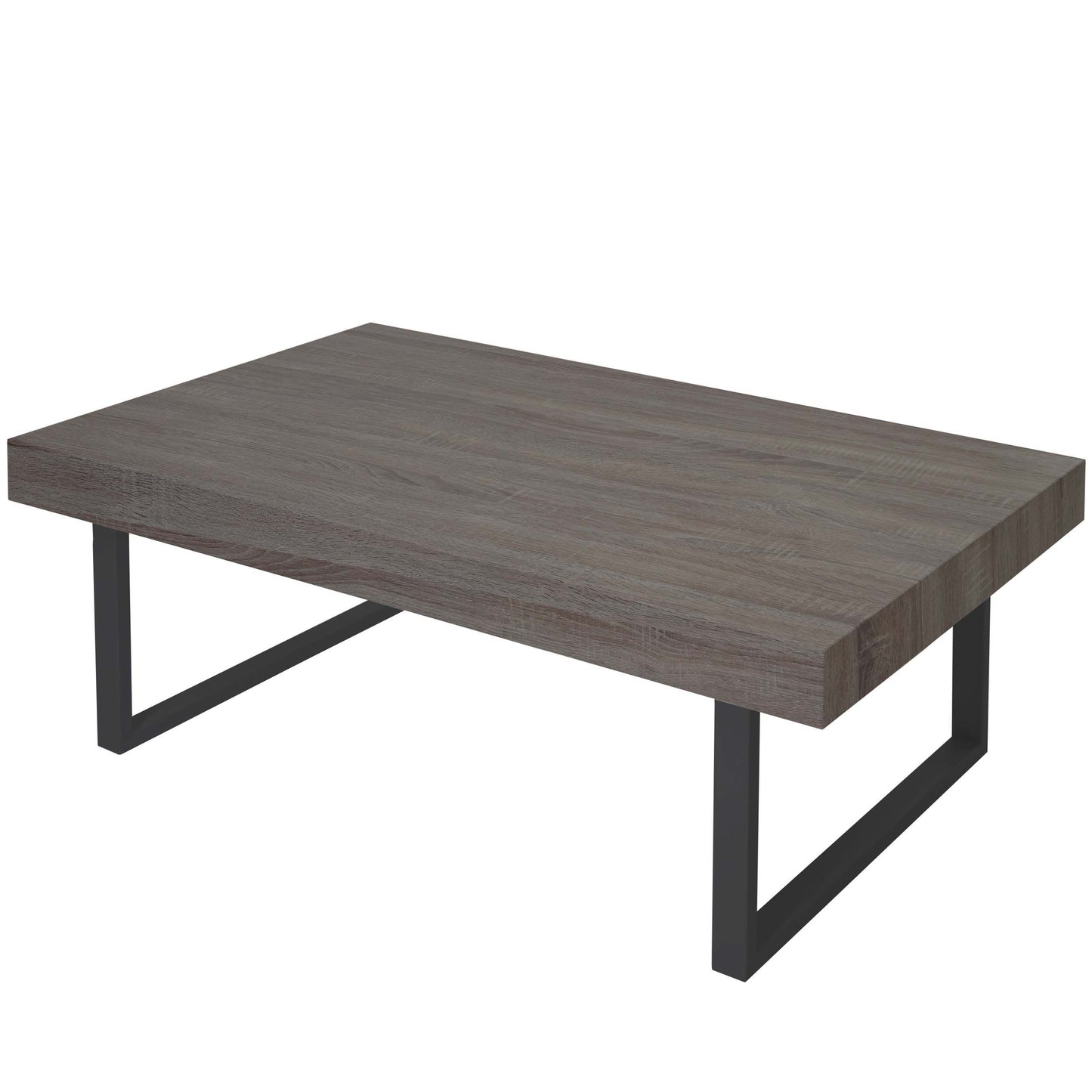 Kos T576 salontafel, woonkamertafel, 40x110x60cm MVG-gecertificeerd ~ Donker eiken, donker metalen poten