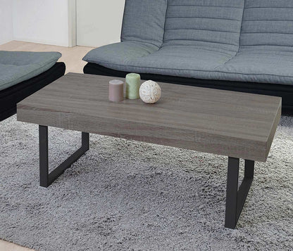 Kos T576 salontafel, woonkamertafel, 40x110x60cm MVG-gecertificeerd ~ Donker eiken, donker metalen poten