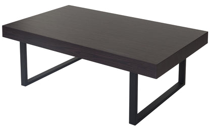 Salontafel Kos T576, woonkamertafel 40x110x60cm MVG-gecertificeerd ~ Wengé, donkere metalen poten
