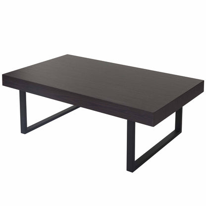 Salontafel Kos T576, woonkamertafel 40x110x60cm MVG-gecertificeerd ~ Wengé, donkere metalen poten