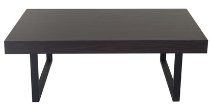 Salontafel Kos T576, woonkamertafel 40x110x60cm MVG-gecertificeerd ~ Wengé, donkere metalen poten