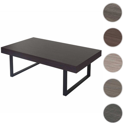Salontafel Kos T576, woonkamertafel 40x110x60cm MVG-gecertificeerd ~ Wengé, donkere metalen poten