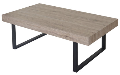 Salontafel Kos T576, woonkamertafel 40x110x60cm MVG-gecertificeerd ~ San Remo, donkere metalen poten