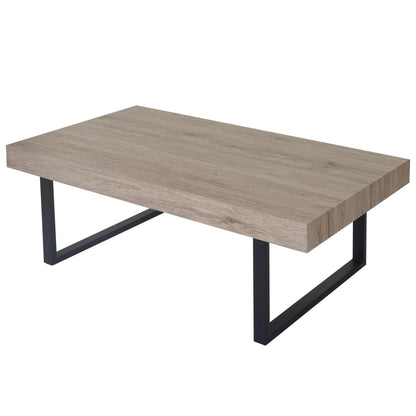Salontafel Kos T576, woonkamertafel 40x110x60cm MVG-gecertificeerd ~ San Remo, donkere metalen poten