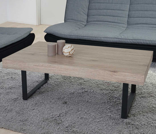 Salontafel Kos T576, woonkamertafel 40x110x60cm MVG-gecertificeerd ~ San Remo, donkere metalen poten