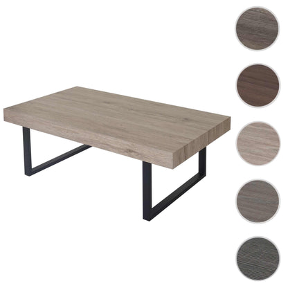 Salontafel Kos T576, woonkamertafel 40x110x60cm MVG-gecertificeerd ~ San Remo, donkere metalen poten
