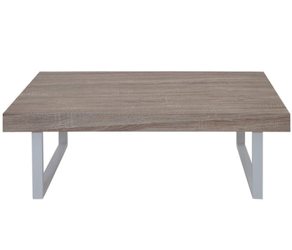 Kos T576 salontafel, woonkamertafel, 40x110x60cm MVG-gecertificeerd ~ eiken, lichtgekleurde metalen poten