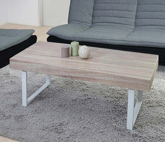 Kos T576 salontafel, woonkamertafel, 40x110x60cm MVG-gecertificeerd ~ eiken, lichtgekleurde metalen poten