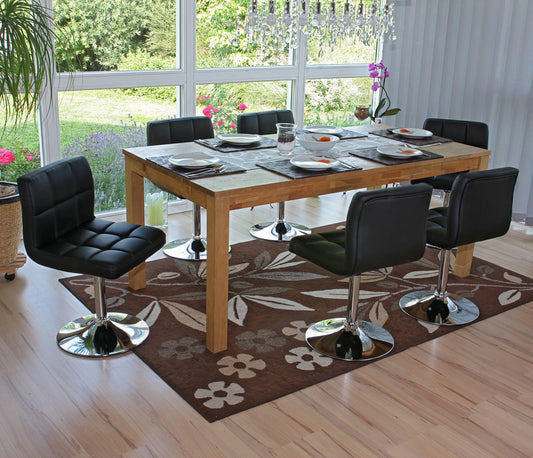 Set van 6 eetkamerstoelen Bureaustoel Stoel Kavala kunstleer chroom ~ zwart