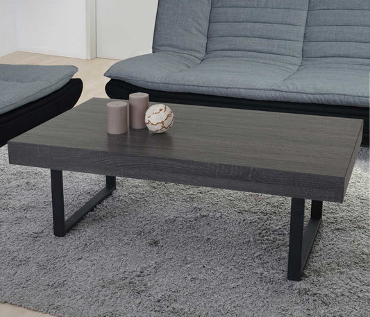 Kos T576 salontafel, woonkamertafel, 40x110x60cm MVG-gecertificeerd ~ Zwart eiken look, donker metalen poten