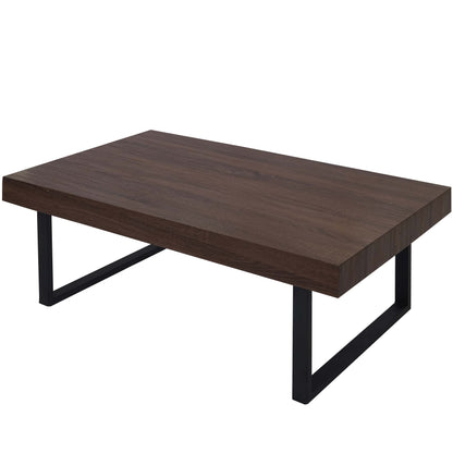 Kos T576 salontafel, woonkamertafel, 40x110x60cm MVG-gecertificeerd ~ Bruin eiken, donker metalen poten