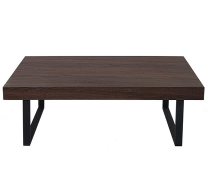 Kos T576 salontafel, woonkamertafel, 40x110x60cm MVG-gecertificeerd ~ Bruin eiken, donker metalen poten