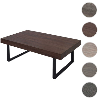 Kos T576 salontafel, woonkamertafel, 40x110x60cm MVG-gecertificeerd ~ Bruin eiken, donker metalen poten